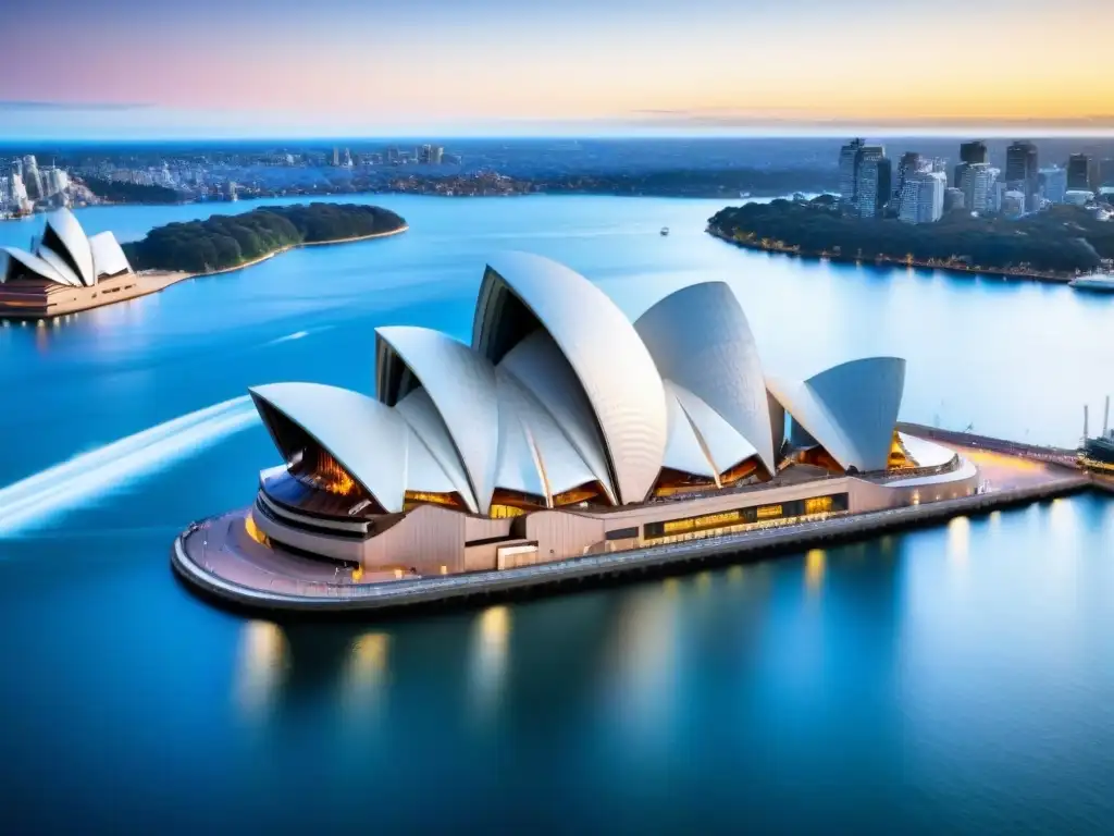 Opera House: Ícono arquitectónico de Australia Vista aérea de la icónica Opera House en Sydney, resaltando la modernidad arquitectónica de Australia