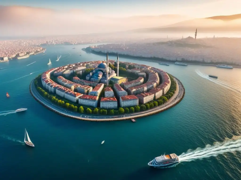 Espléndido skyline de Estambul: tradición y modernidad en Turquía Vista aérea impresionante de Estambul, mezcla icónica de arquitectura histórica y rascacielos modernos