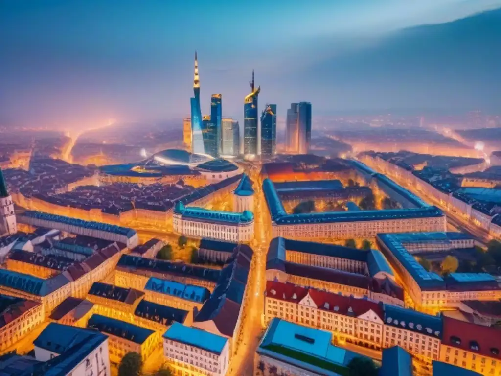 Vibrante mercado inmobiliario en Europa del Este Vista aérea impresionante de una bulliciosa ciudad en Europa del Este, reflejando la digitalización del mercado inmobiliario