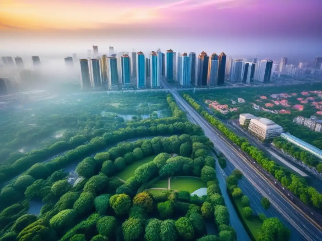 Cityscape vibrante: arquitectura moderna, historia y diversidad urbana Vista aérea impresionante de una ciudad diversa con beneficios de diversificación geográfica en mercado inmobiliario