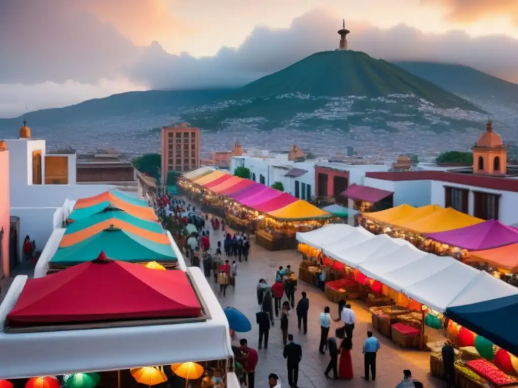 Contraste urbano en México: mercado tradicional y rascacielos modernos Vista aérea impresionante de la ciudad de México, con mercados y rascacielos, reflejando el contraste entre tradición e innovación