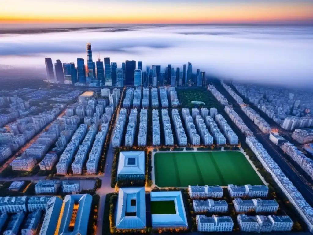 Vista aérea impresionante de ciudad moderna y tradicional Vista aérea impresionante de una ciudad dinámica con arquitectura tradicional y moderna, reflejando el mercado inmobiliario internacional