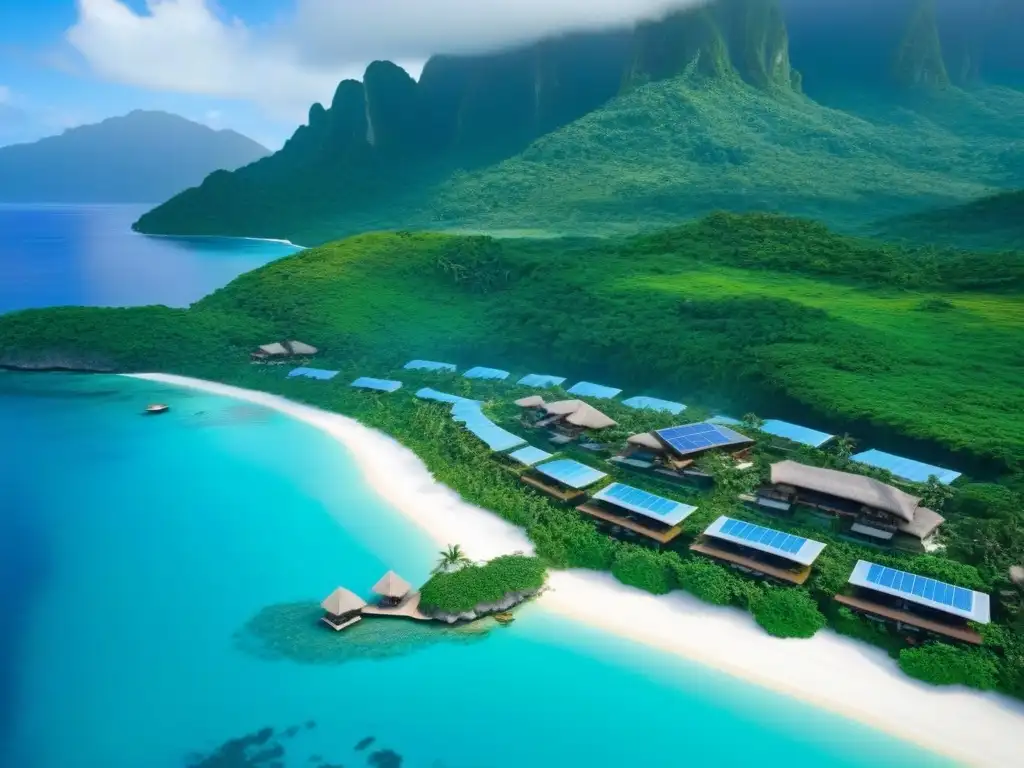 Resort ecológico de lujo entre montañas y mar turquesa Vista aérea impresionante de complejo turístico ecológico internacional entre montañas y océano turquesa