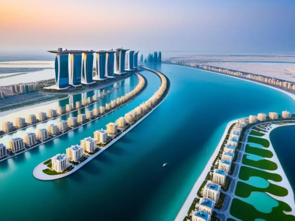 Lujo moderno en Qatar: Lusail City, un paraíso urbano Vista aérea impresionante de la lujosa Lusail City en Qatar, reflejando inversiones inmobiliarias de lujo en Qatar