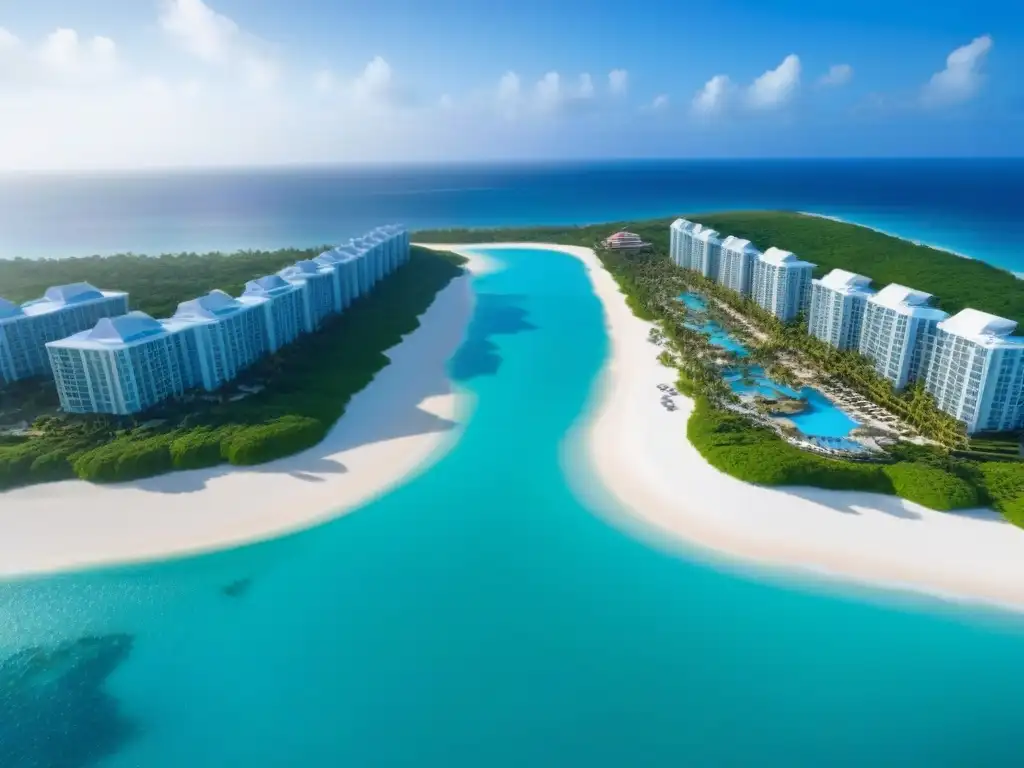 Resort de lujo frente al mar: exclusividad y relax Vista aérea impresionante de un lujoso complejo internacional de tiempo compartido junto a la costa, con amenidades exclusivas