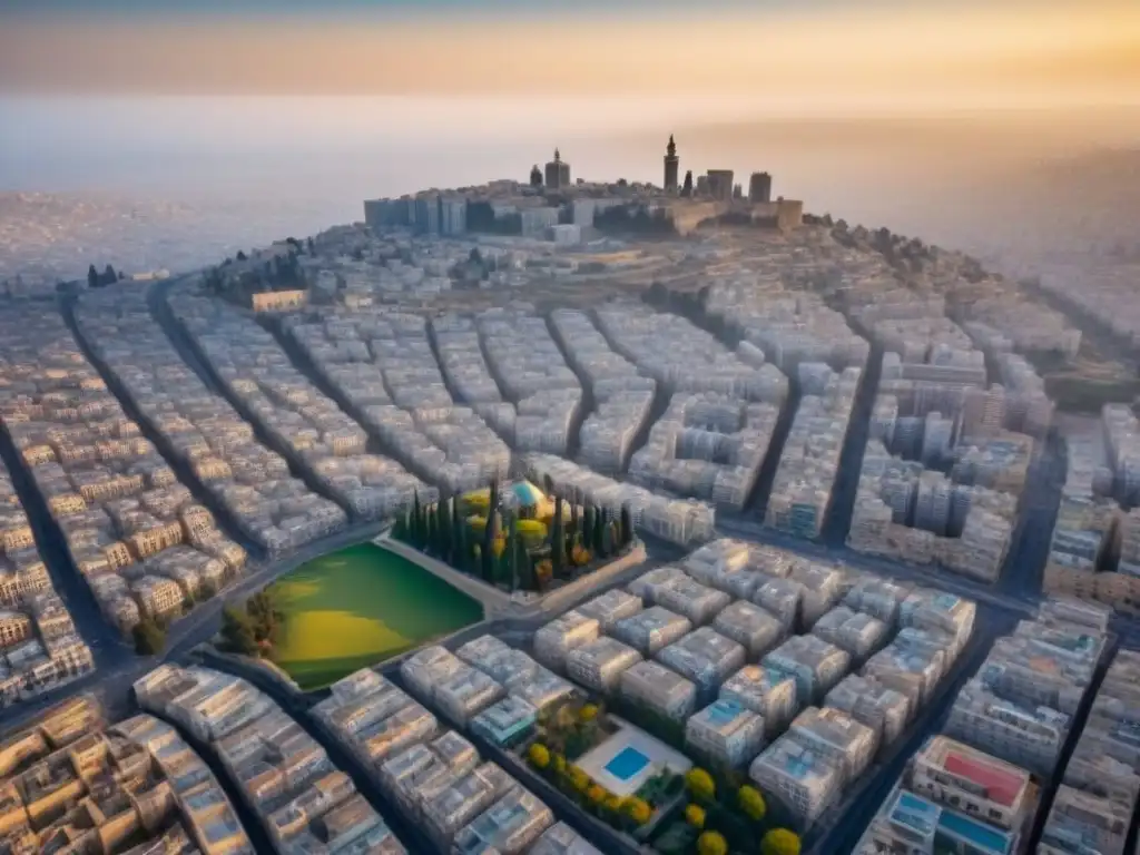 Skyline de Amman: fusión arquitectónica en Jordania Vista aérea impresionante de Ammán, Jordania, fusionando lo moderno y tradicional
