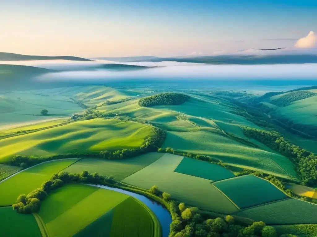 Panorama rural en América del Norte: campos verdes y comunidades tranquilas Vista aérea impresionante de zonas rurales en América del Norte, ideal para financiación proyectos inversores zonas rurales