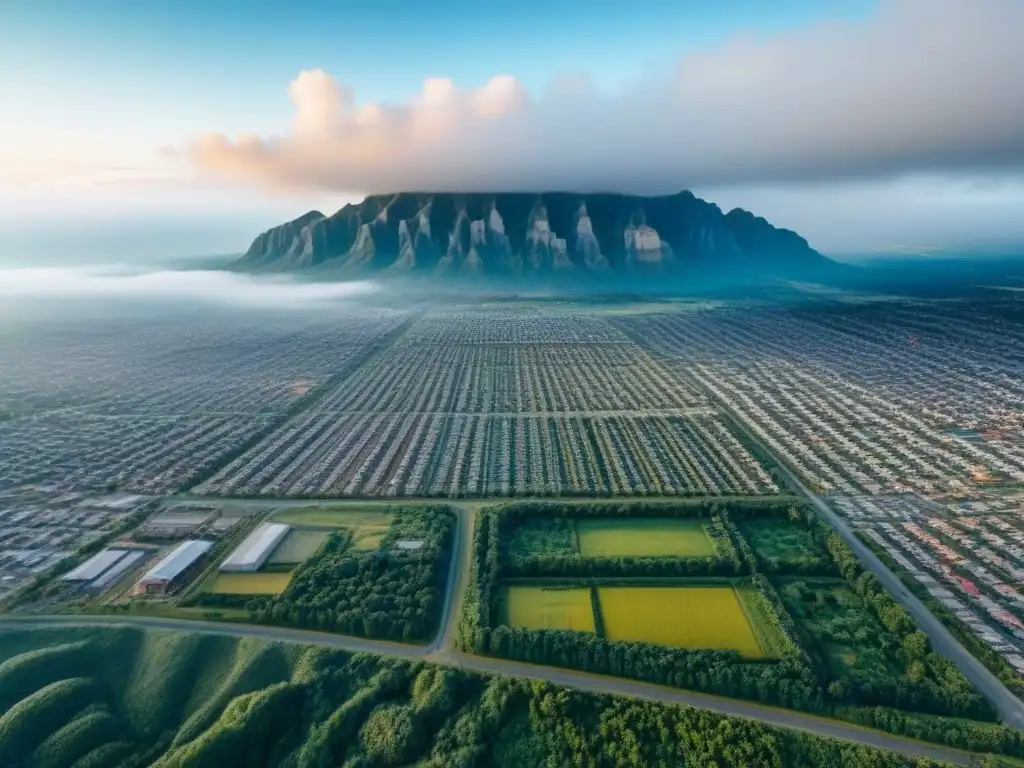 Vista aérea de diversos paisajes y leyes de propiedad internacional