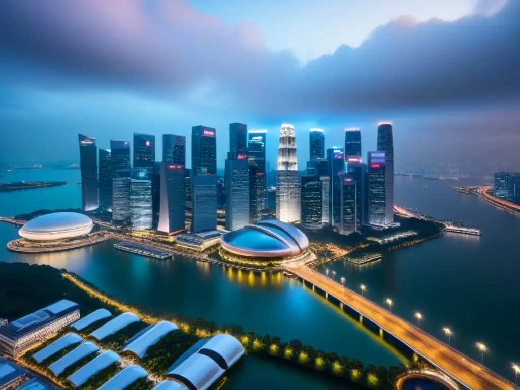 Horizonte futurista de Singapur: Lujo y modernidad en la ciudad innovadora Vista aérea de Singapur con propiedades de lujo en ciudades internacionales