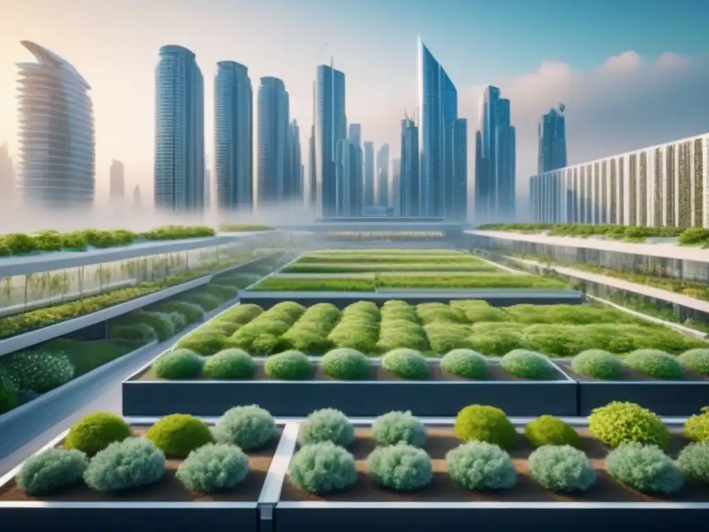 Cityscape futurista ecoamigable en 8k Vista de ciudad futurista sostenible con certificaciones ambientales en mercado inmobiliario