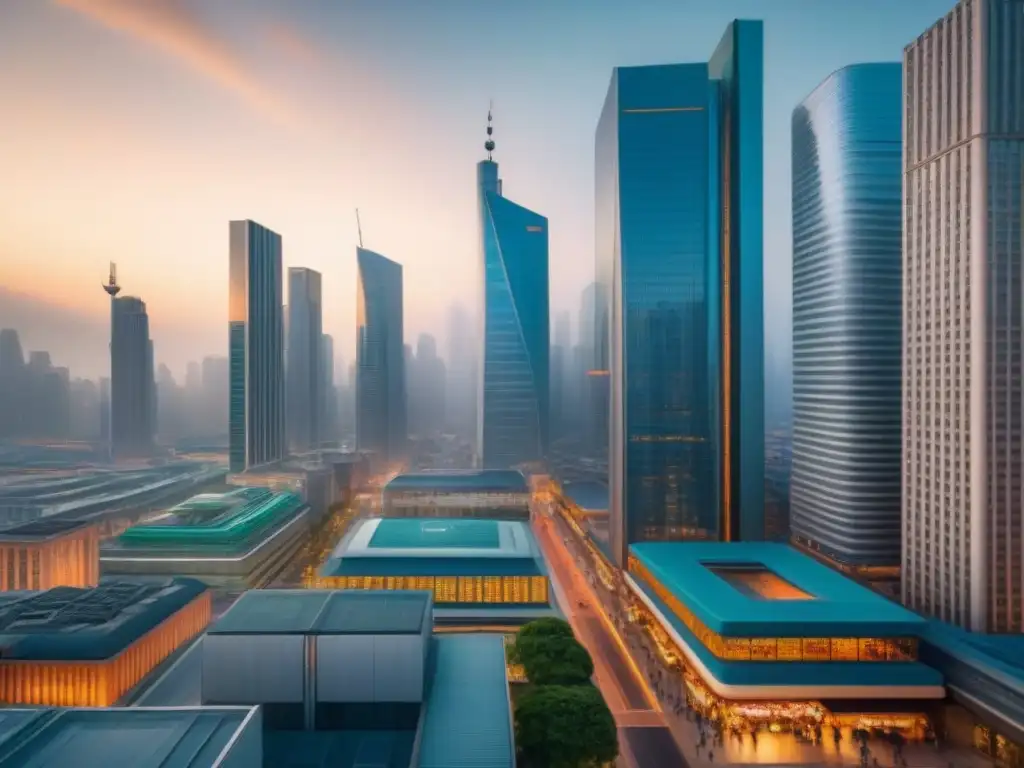 Ecos de la vida: ciudad futurista y ancianos activos Vista detallada de una ciudad futurista con arquitectura tradicional y ancianos participando en actividades diversas
