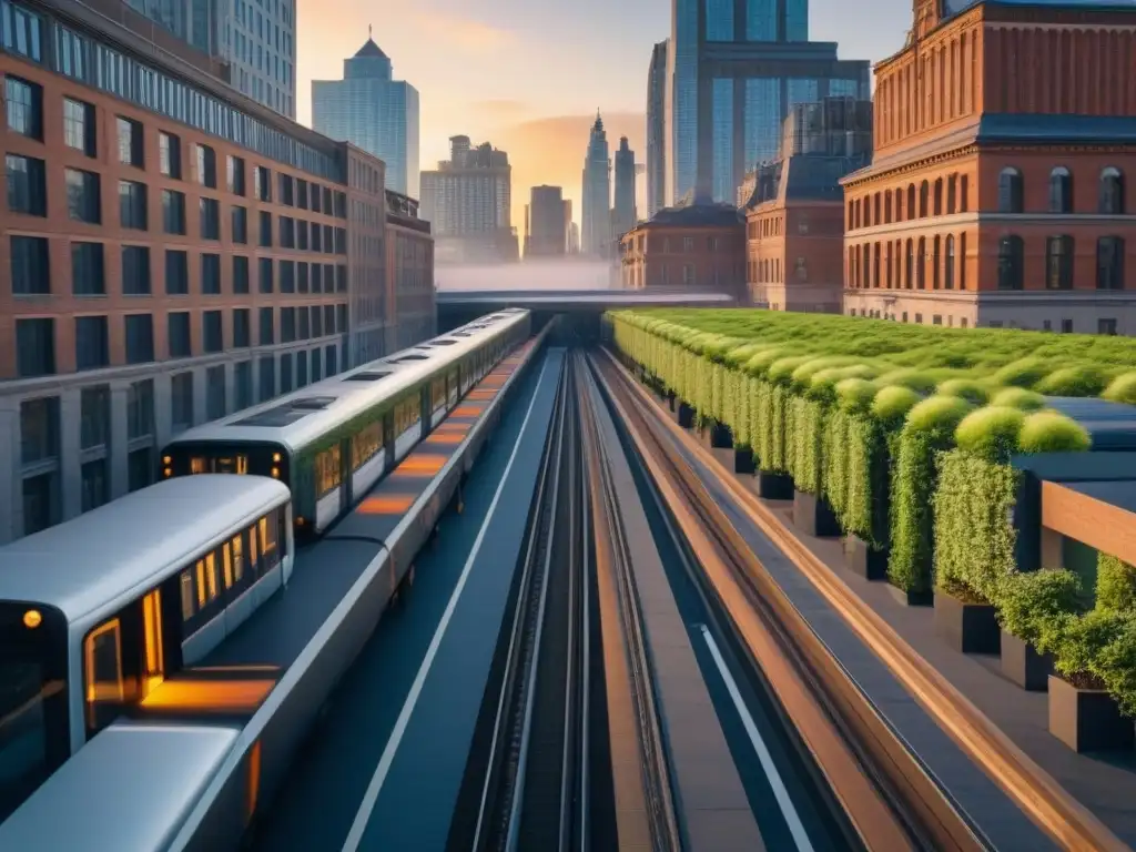 Metrópolis postindustrial: fusión de lo antiguo y lo futurista Vista detallada de una ciudad postindustrial futurista con tendencias de inversión inmobiliaria en ciudades postindustriales