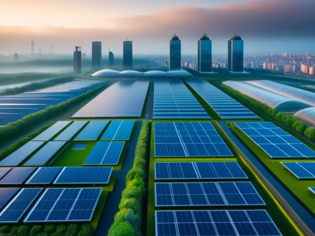 Edificios sostenibles del futuro: LEED vs BREEAM en la ciudad Vista detallada de dos edificios sostenibles futuristas, uno con certificación LEED y el otro con certificación BREEAM, en una ciudad urbana