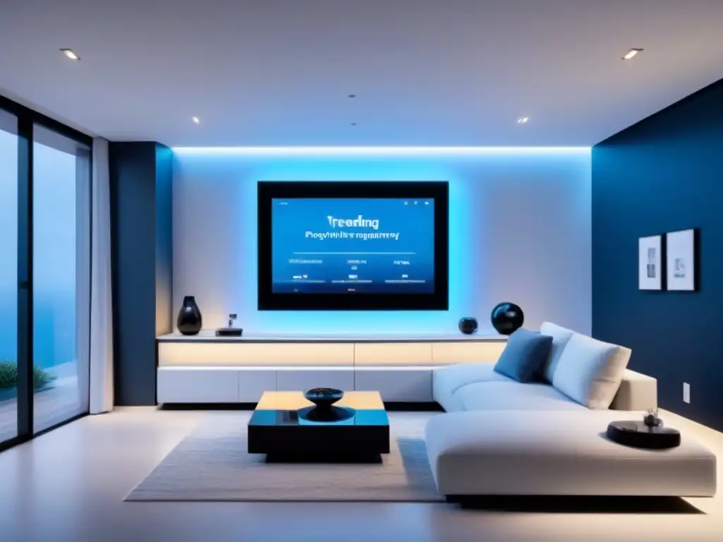 Control central: hogar inteligente futurista 8k Vista detallada de un hogar inteligente futurista con la palabra clave Automatización en eficiencia operativa inmobiliaria