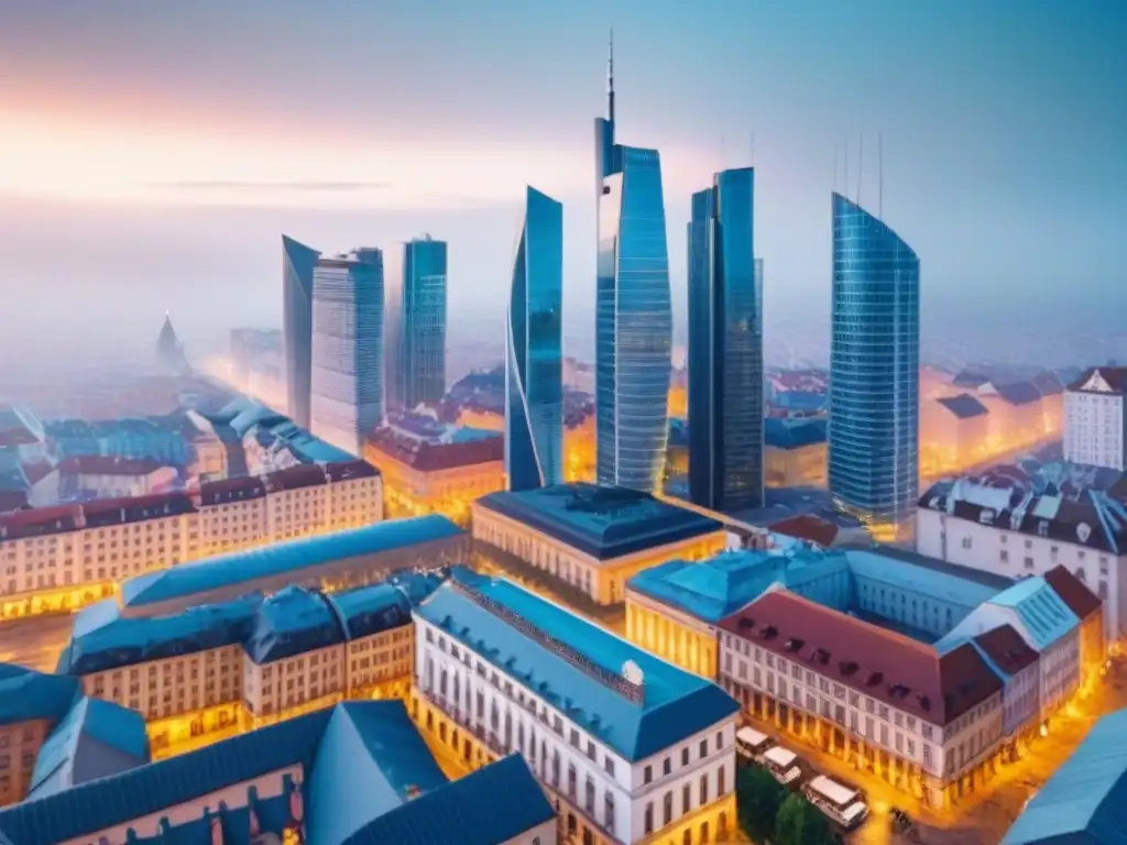 Arquitectura urbana en Europa del Este: fusión de tradición y modernidad Vista detallada del mercado inmobiliario en Europa del Este, fusionando lo tradicional con lo moderno en un bullicioso paisaje urbano postpandémico