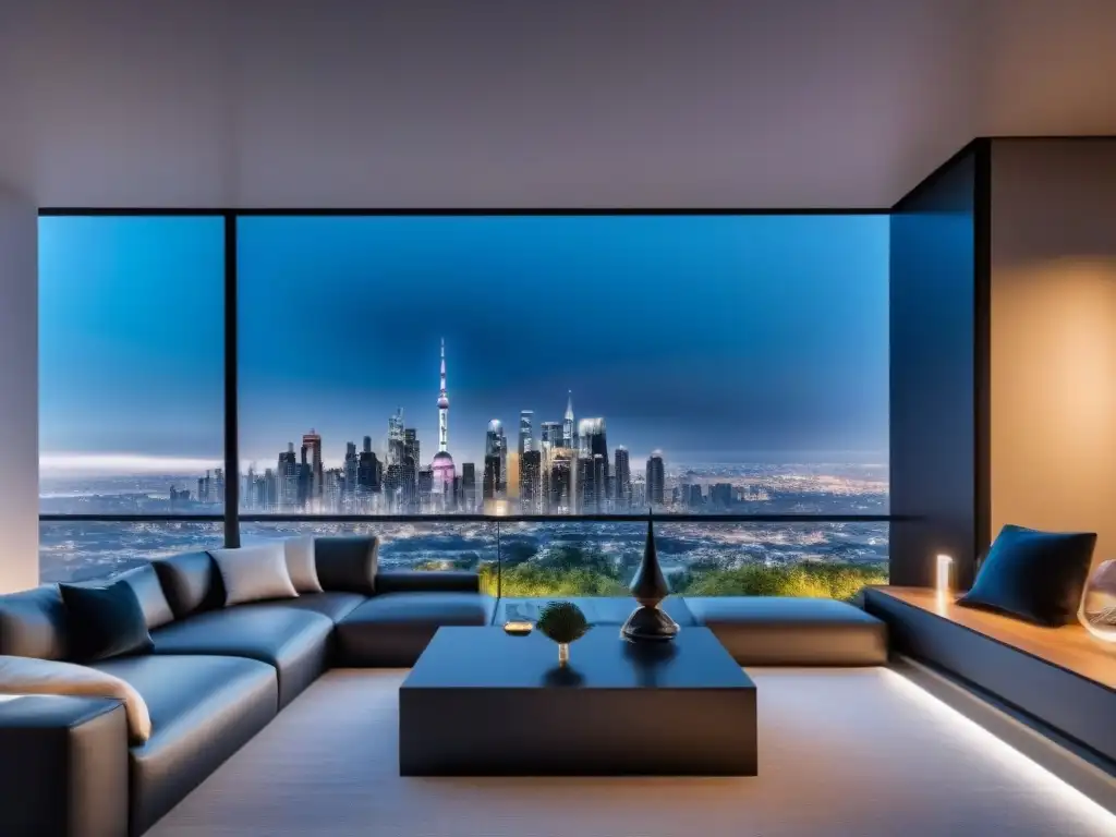 Smart Security System en Salón de Lujo Futurista Vista detallada de sistema de seguridad avanzado en casa de lujo con tecnología de vanguardia