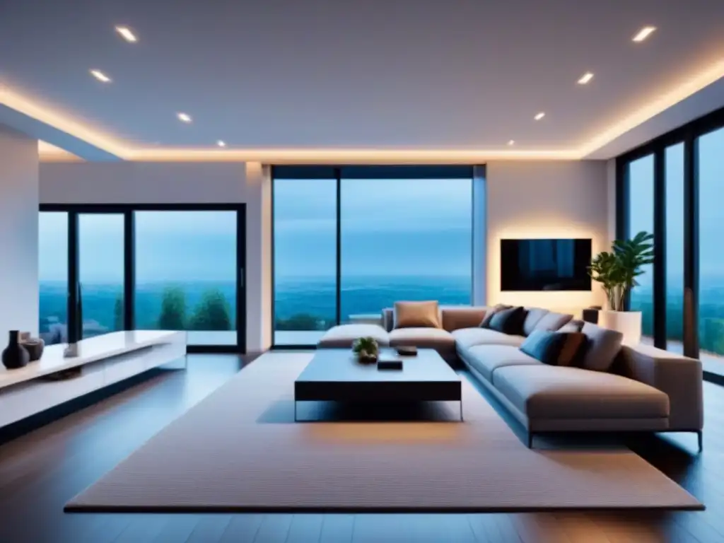 Vivienda inteligente: diseño moderno con IoT Vista de una elegante casa inteligente con tecnología IoT integrada