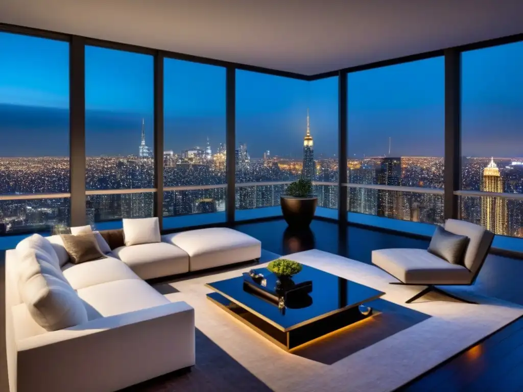 Penthouse de lujo en la ciudad: diseño moderno y exclusividad Una vista exclusiva de un lujoso ático en la ciudad, con diseño moderno, mobiliario elegante y terraza privada