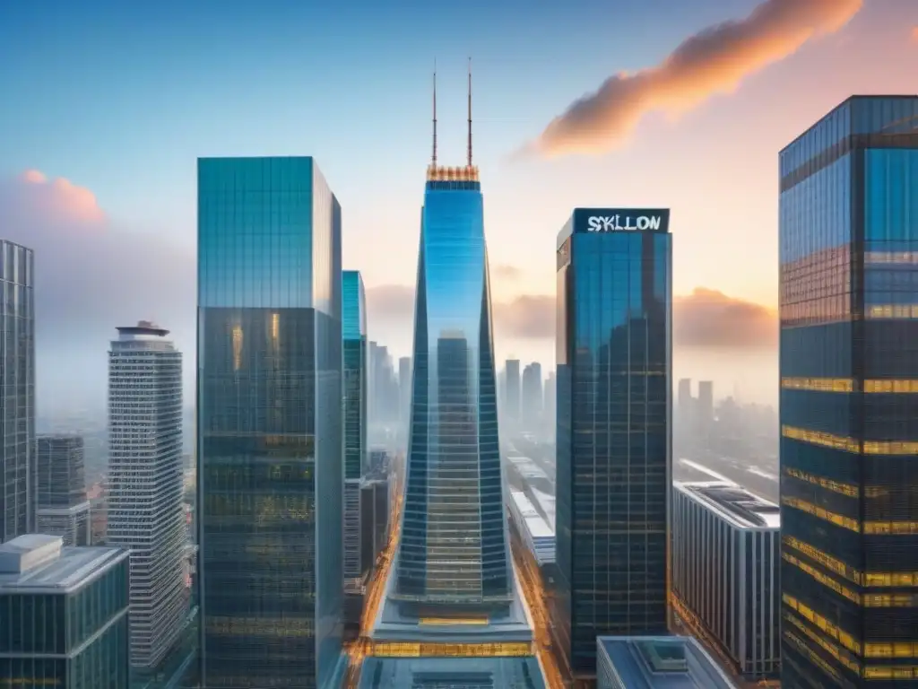 Batalla de gigantes inmobiliarios: StreetEasy vs Zillow Vista futurista de la adquisición de StreetEasy por Zillow en modernos rascacielos