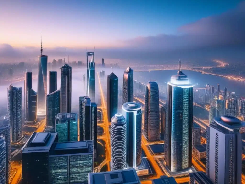 Metrópolis futurista: automatización en inmobiliaria global Vista futurista de una ciudad con automatización en gestión inmobiliaria internacional