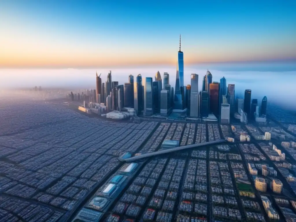 Metrópolis futurista: skyline moderno en 8k Vista futurista de una ciudad internacional con rascacielos modernos