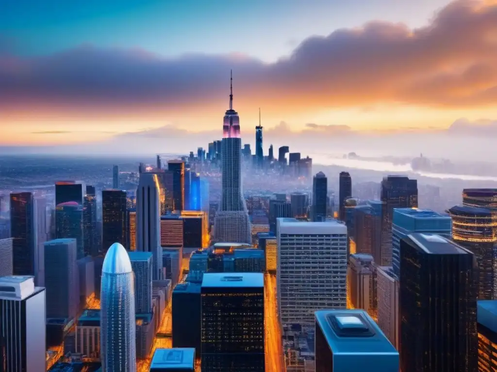 Avanzada ciudad futurista con PropTech innovador Vista futurista de una ciudad con PropTech en mercados inmobiliarios emergentes