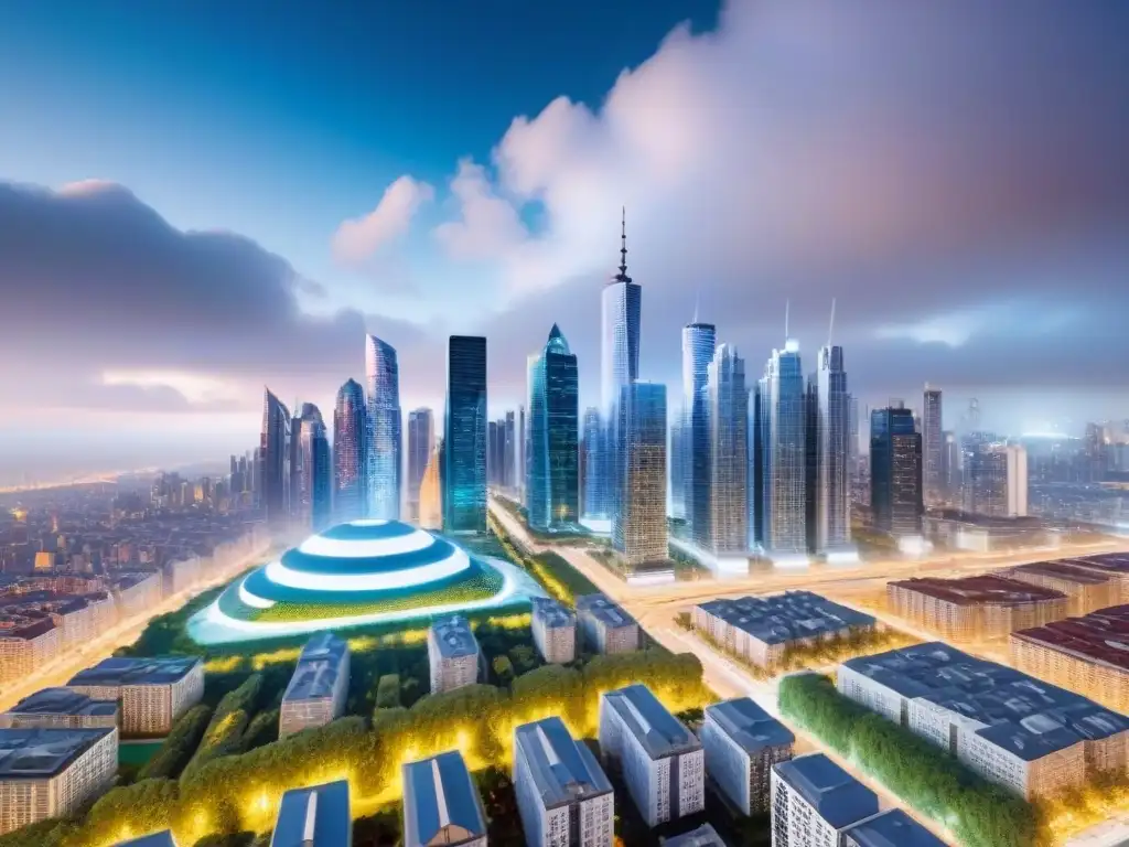 Metrópolis futurista: PropTech revolucionario en acción Vista futurista de una ciudad con PropTech destacando