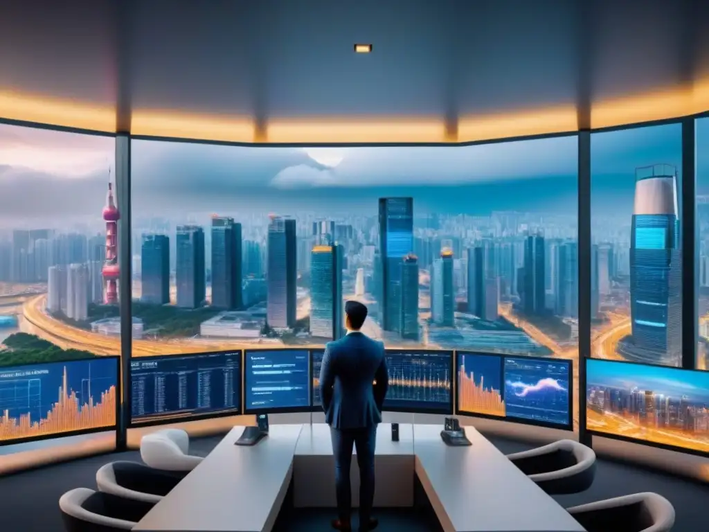 Innovación inmobiliaria en Asia: blockchain y tecnología en 8k Vista futurista de la transformación de micromercados inmobiliarios en Asia con tecnología blockchain