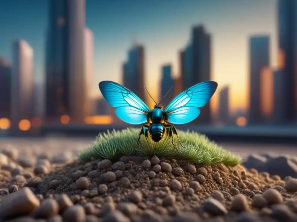 Construcción futurista: nanobots edificando un rascacielos Una vista futurista de nanobots construyendo un rascacielos, integrando nanotecnología en construcción internacional