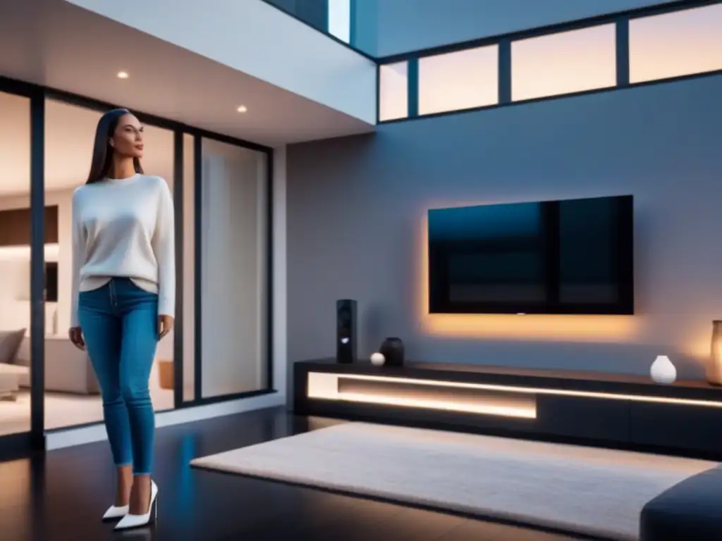 Residencia inteligente de lujo: tecnología de vanguardia integrada Vista de un hogar inteligente moderno con tecnología de vanguardia integrada