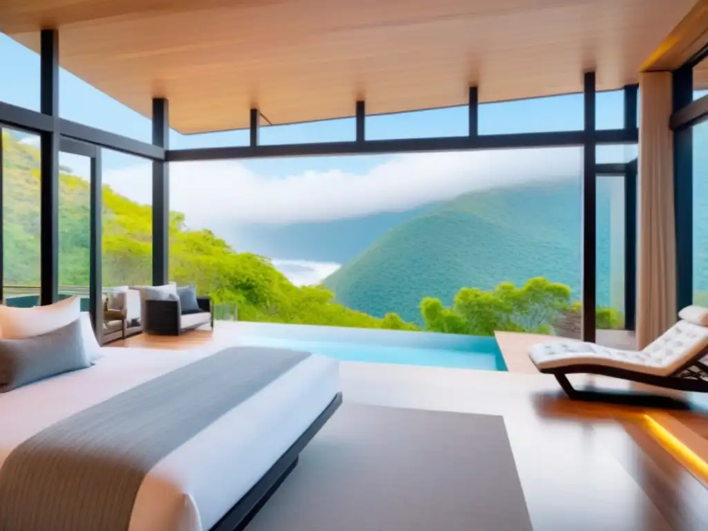 Propiedad vacacional de lujo en la montaña con vistas impresionantes Vista impactante de propiedad vacacional de lujo en las montañas con piscina infinita privada