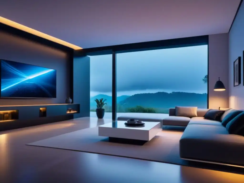 Hogar inteligente futurista: tecnología IoT de vanguardia Vista impresionante de casa inteligente futurista con IoT en mercado inmobiliario internacional