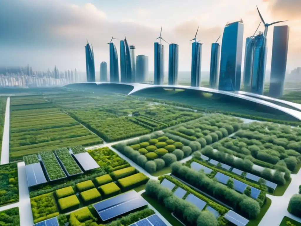 Futurista ciudad sostenible: arquitectura eco-friendly en 8k Vista impresionante de una ciudad futurista sostenible con arquitectura ecoamigable