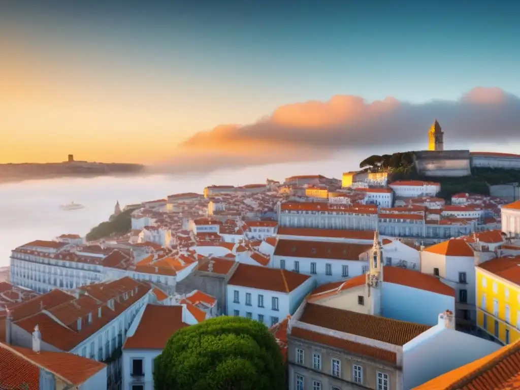 Mercado inmobiliario en Lisboa: agentes y compradores en acción Vista panorámica de Lisboa, con arquitectura histórica y rascacielos modernos, reflejando estrategias de inversión en el mercado inmobiliario Lisboa