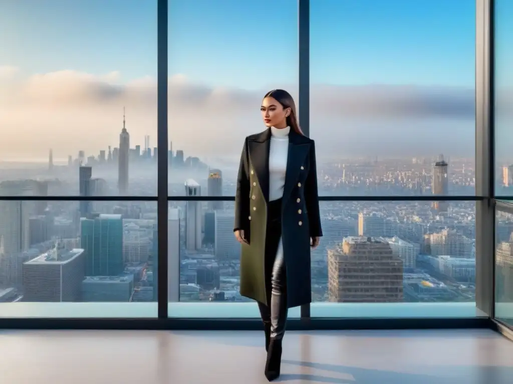 Vista panorámica de ático moderno y lujoso en la ciudad