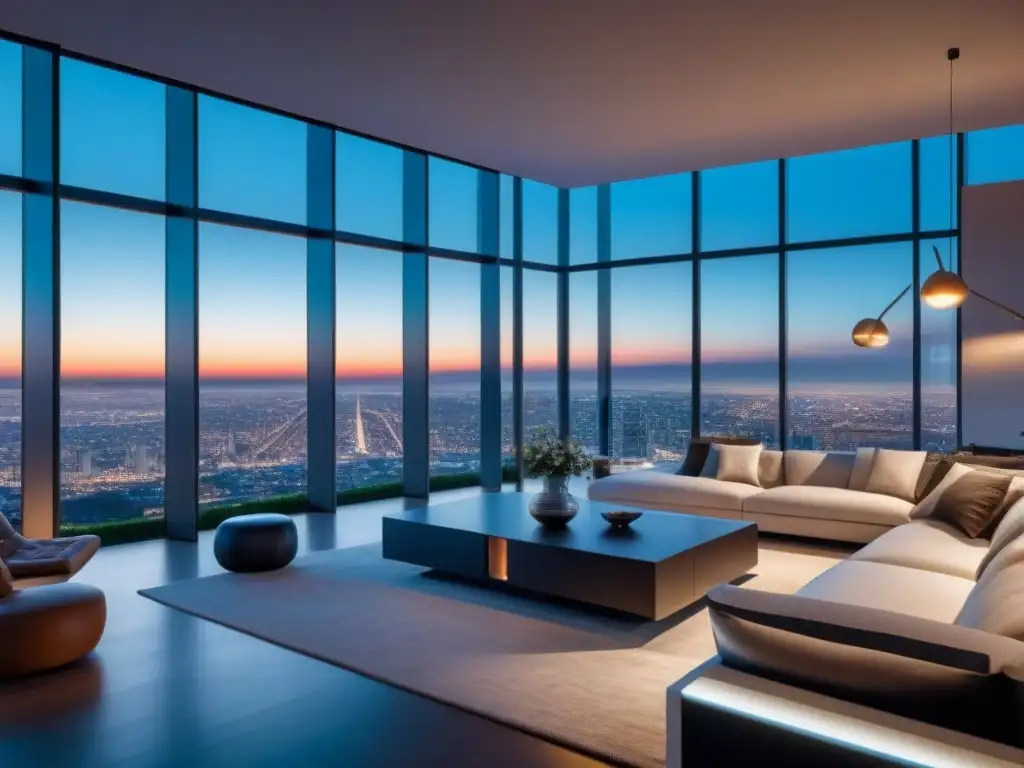 Casa inteligente de lujo con tecnología futurista Vista panorámica de casa inteligente de lujo con tecnología integrada, perfecta para inversiones inmobiliarias