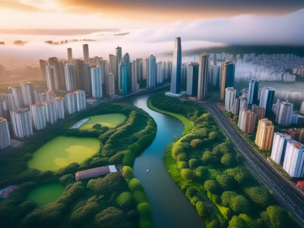 Panorama urbano latinoamericano: crecimiento y prosperidad Vista panorámica de una ciudad en América Latina con mercados inmobiliarios estables