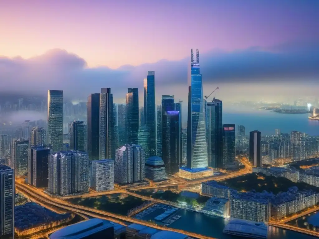 Skyline metropolitano: inversión inmobiliaria global en alta definición Vista panorámica de una ciudad moderna llena de rascacielos, reflejando el mercado inmobiliario internacional