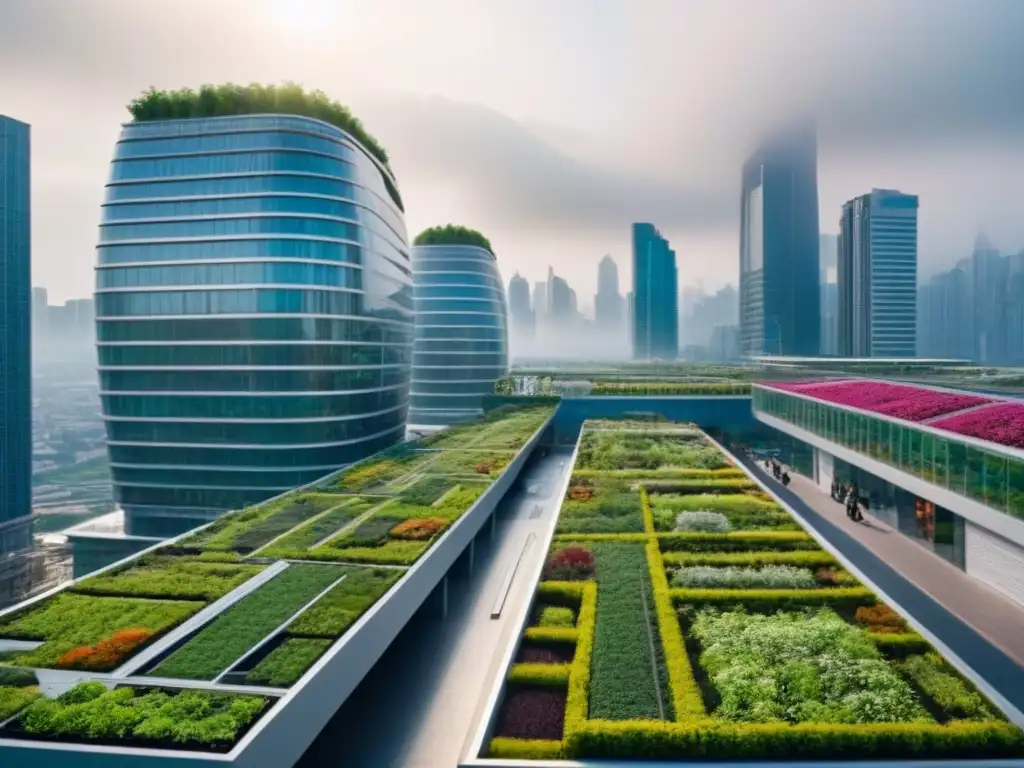 Metrópolis sostenible: arquitectura verde y urbana innovadora Vista panorámica de ciudades sostenibles con inversión inmobiliaria en arquitectura moderna y verde