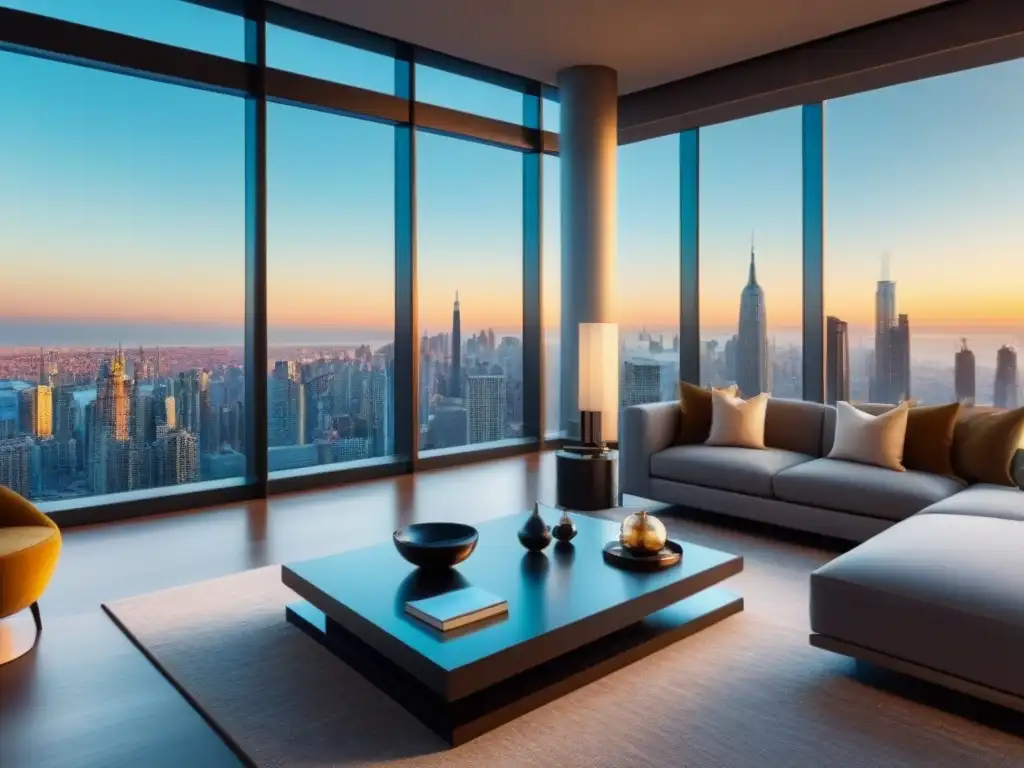 Penthouse de lujo con vista a la ciudad: diseño moderno y sofisticado Vista panorámica de lujoso ático moderno con diseño elegante para inversionistas globales mercado inmobiliario lujo