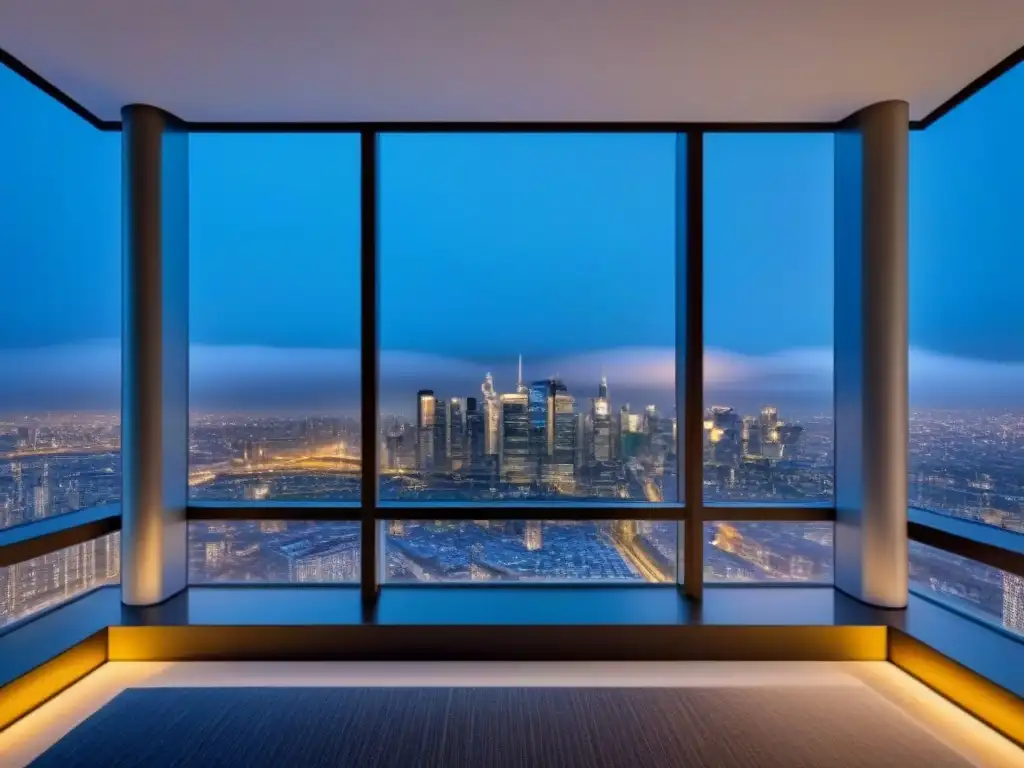 Edificio de lujo con vistas panorámicas en mercado inmobiliario posBrexit Vista panorámica de un lujoso edificio de apartamentos con diseño contemporáneo y elegante, en el mercado inmobiliario internacional post-Brexit