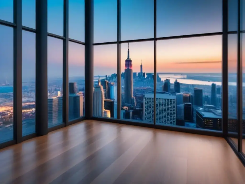 Penthouse de lujo con IoT integrado: elegancia moderna y tecnológica Vista panorámica de penthouse moderno con tecnología IoT en mercado inmobiliario internacional