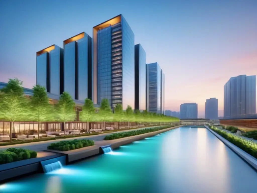 Portafolio inmobiliario diversificado y moderno en 8k Vista panorámica del portafolio inversión inmobiliaria internacional en una ciudad moderna y diversa