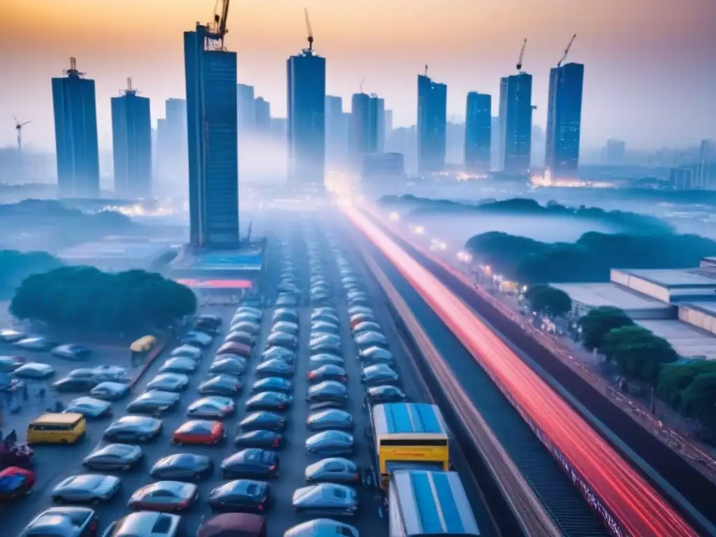 Metrópolis africana: auge inmobiliario y modernización urbana Vista urbana africana con rascacielos, gente y autos