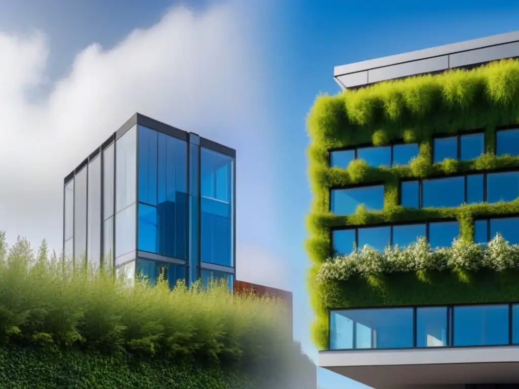Comparación impactante: Edificios LEED vs Comparación visual de edificios certificados LEED y BREEAM, resaltando diseño y sostenibilidad