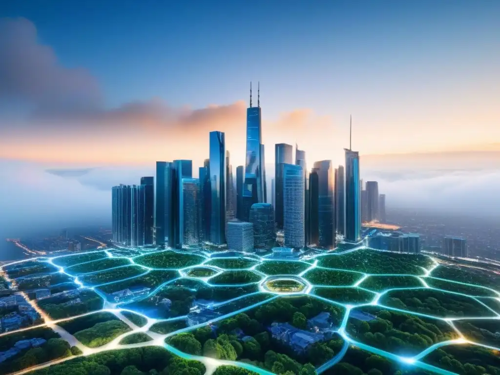 Gráfica moderna de edificios interconectados: ROI global Visual moderno de edificios interconectados y gráficos de ROI, ideal para estrategias ROI marketing inmobiliario
