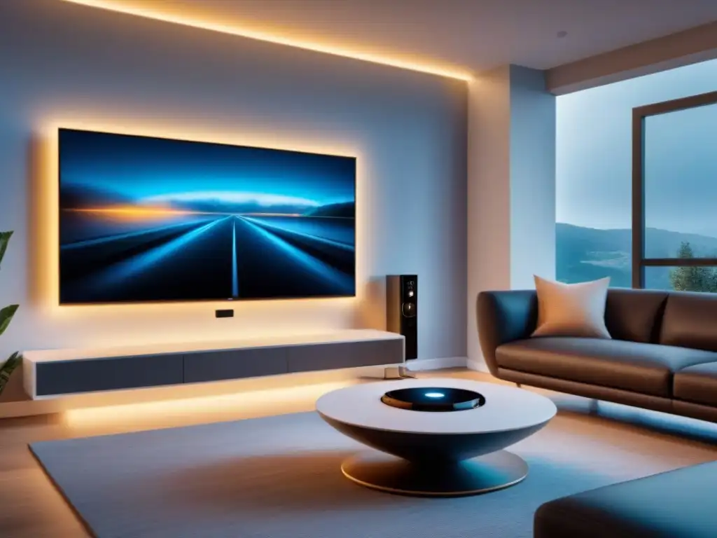 Sistema de seguridad 5G en hogar futurista Una vivienda futurista con tecnología 5G para seguridad inmobiliaria