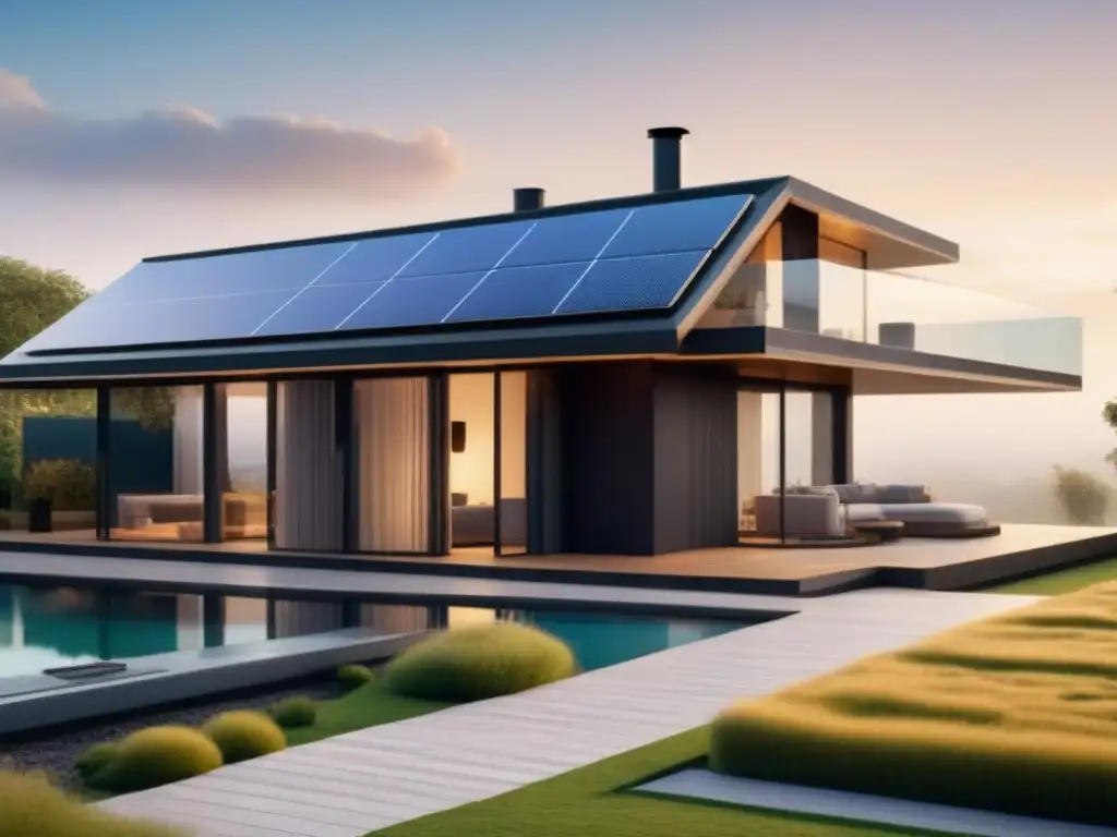 Smart home del futuro con tecnología blockchain Vivienda inteligente futurista integrada con tecnología blockchain en mercado inmobiliario internacional