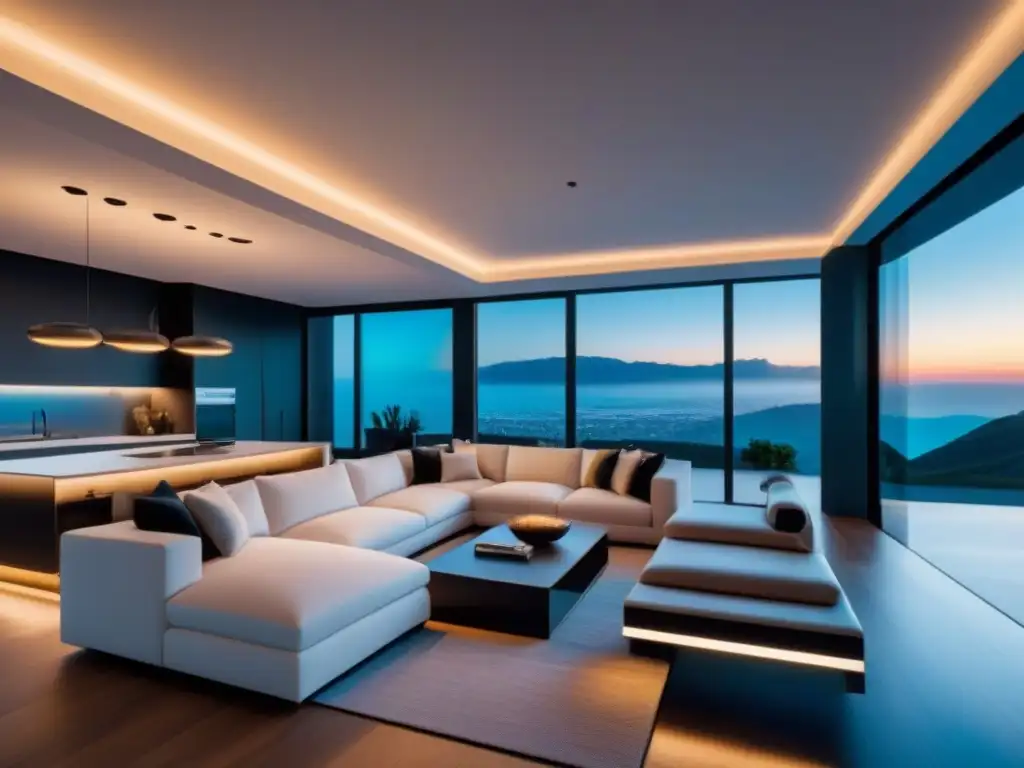Hogar inteligente futurista: lujo tecnológico en 8k Vivienda inteligente futurista con domótica en mercado inmobiliario internacional