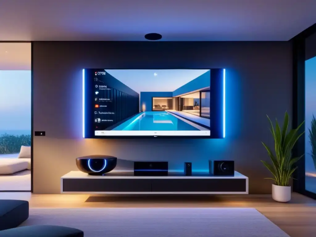 Smart home futurista con tecnología de seguridad avanzada Vivienda inteligente futurista con tecnología de seguridad avanzada